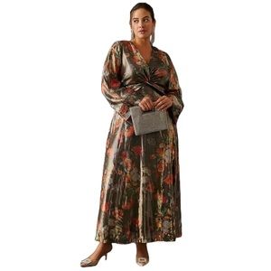 Anthropologie Caballero Deep V-Neck Maxi Dress